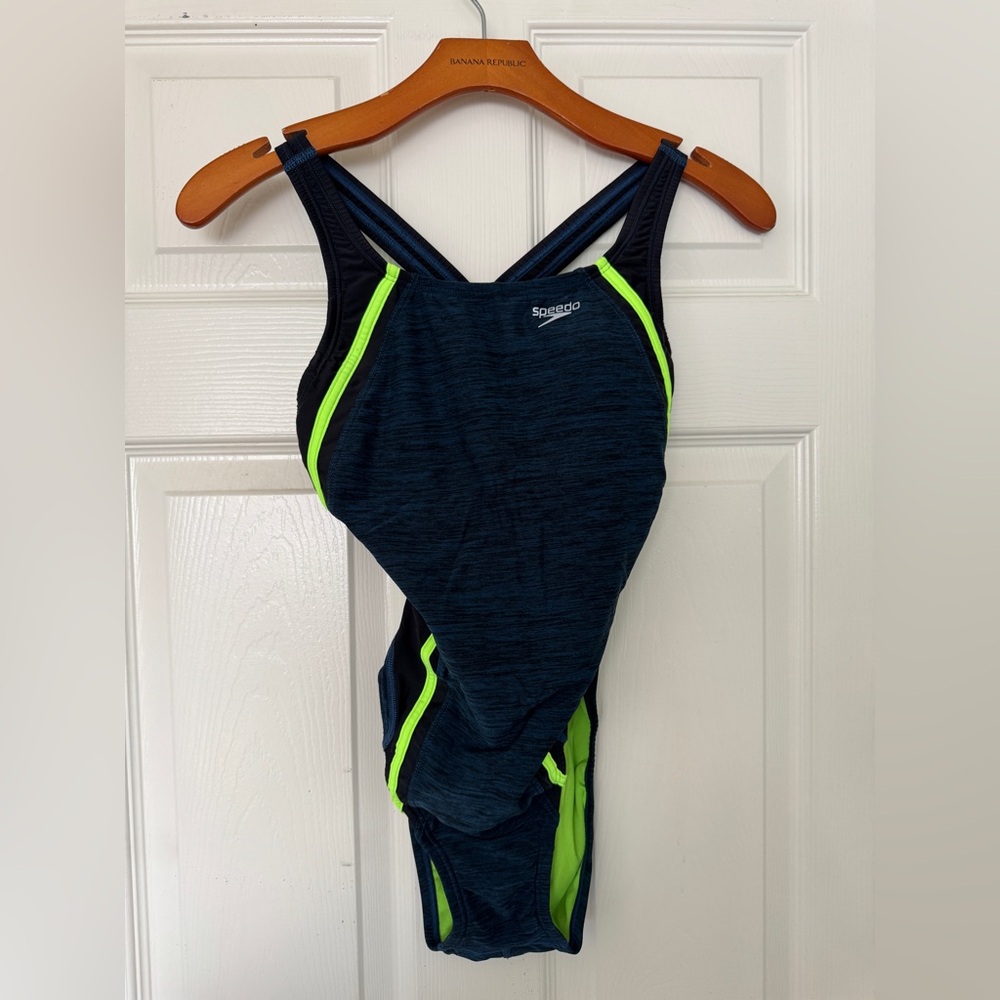 Speedo Blue and Neon Green HydroBRA One-Piece Swimsuit Women's Size 6 NEW. #0096